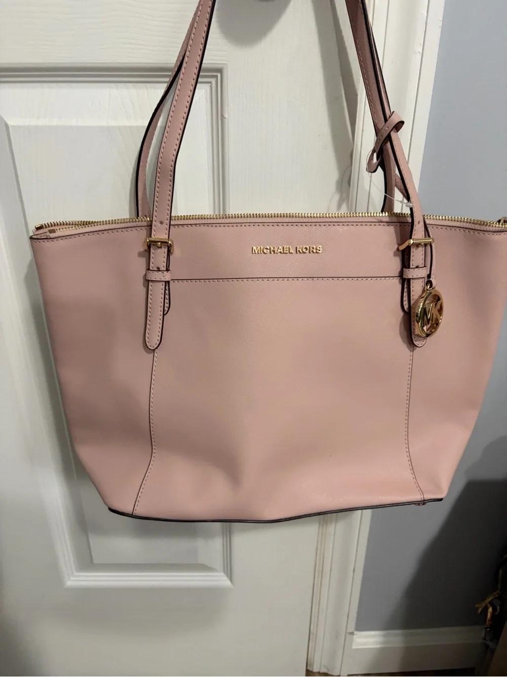 Michael Kors Blush Pink Leather Tote with Gold Hardware